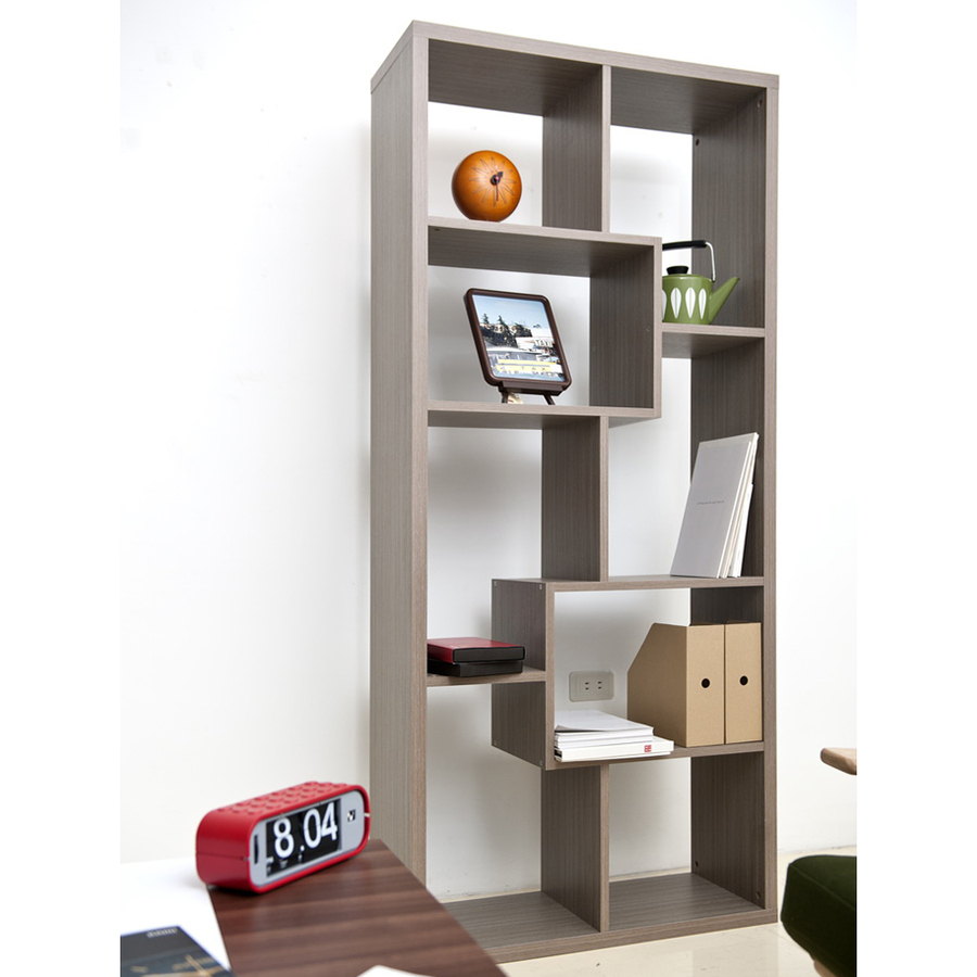 Enitial Lab Kamille Grey Oak 71 in 8 Shelf Bookcase