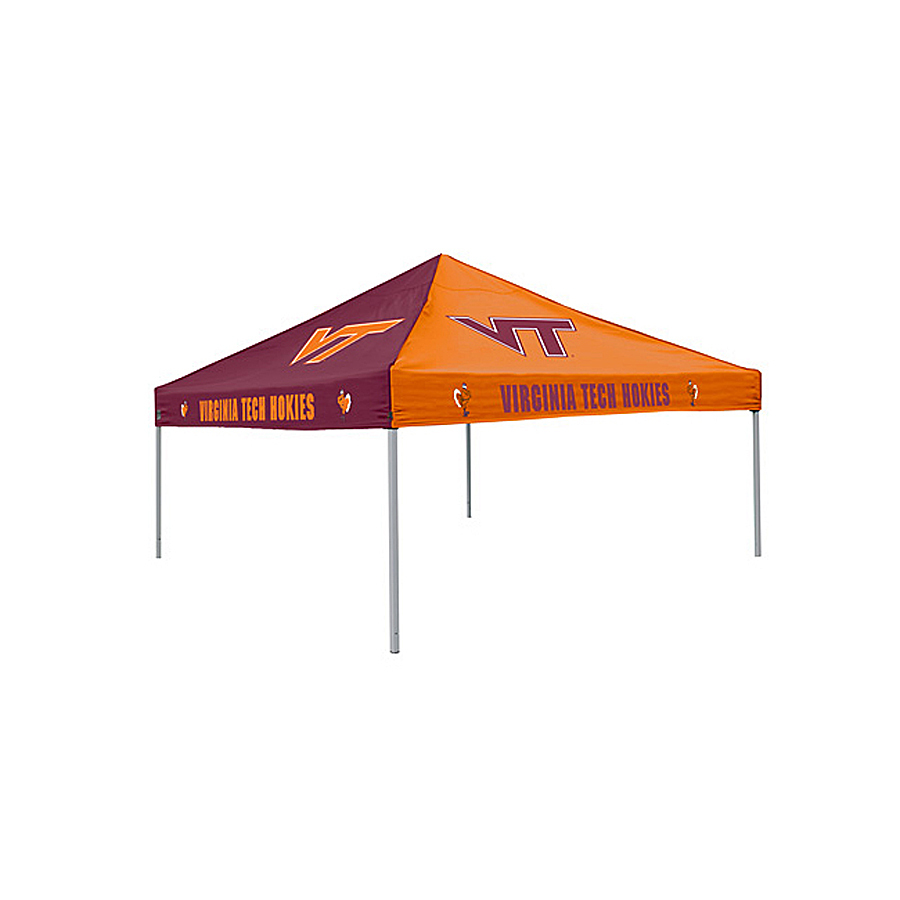 Logo Chairs Checkerboard Tent 9 ft W x 9 ft L Square Maroon and Orange Standard Canopy