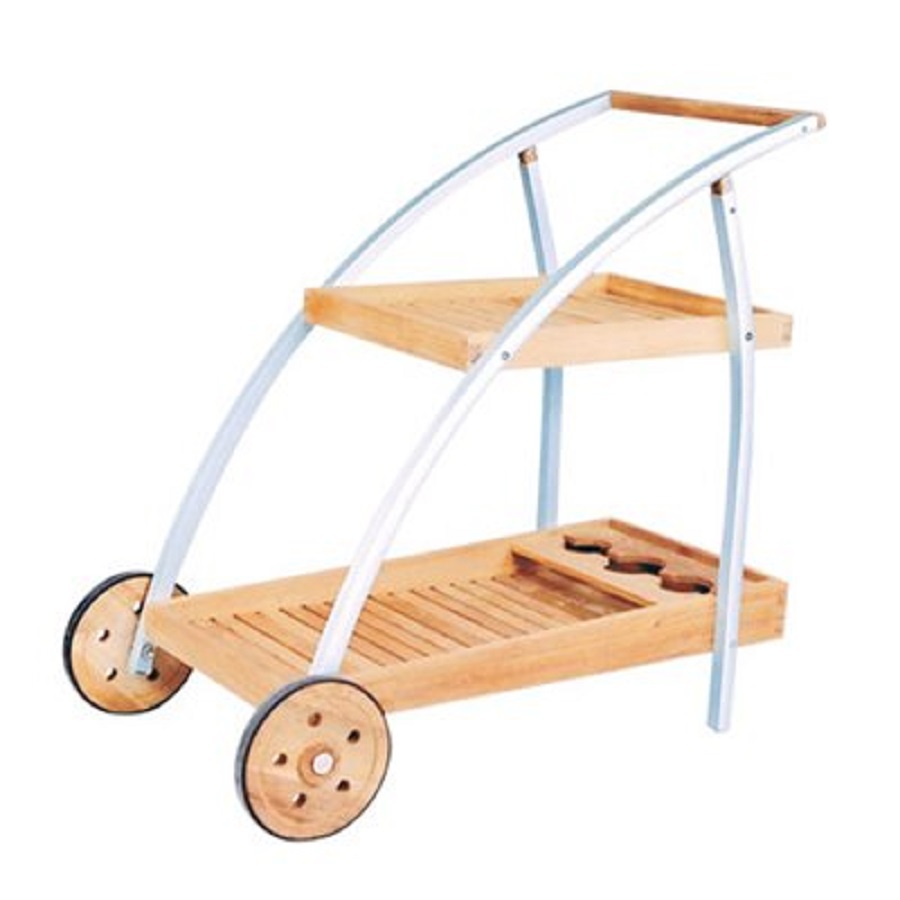 HiTeak Furniture 35 in H x 35.5 in W x 21.5 in D Cast Aluminum Outdoor Cart