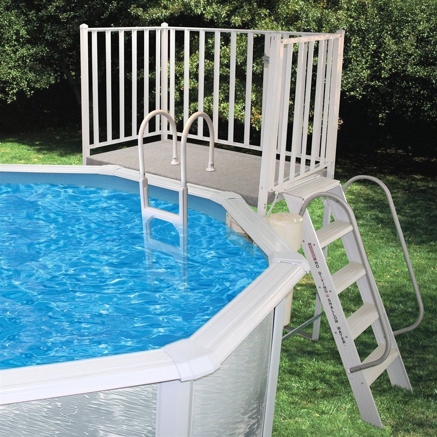 Splash Pools 52 in Aluminum Pool Deck Ladder with Hand Rail