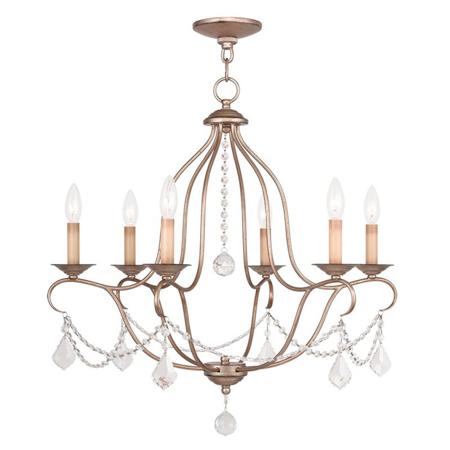 Livex Lighting Chesterfield 6 Light Antique Silver Leaf Chandelier