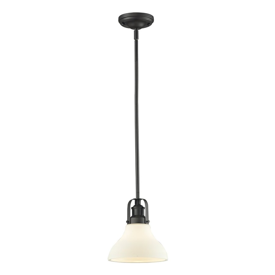 Z Lite Forge 7.5 in W Bronze Mini Pendant Light with Frosted Glass Shade