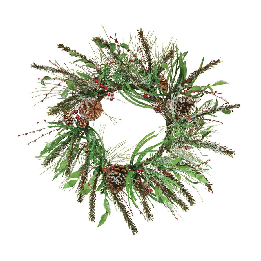 Oddity 20 in Pine Flocked Indoor/Outdoor Artificial Christmas Wreath