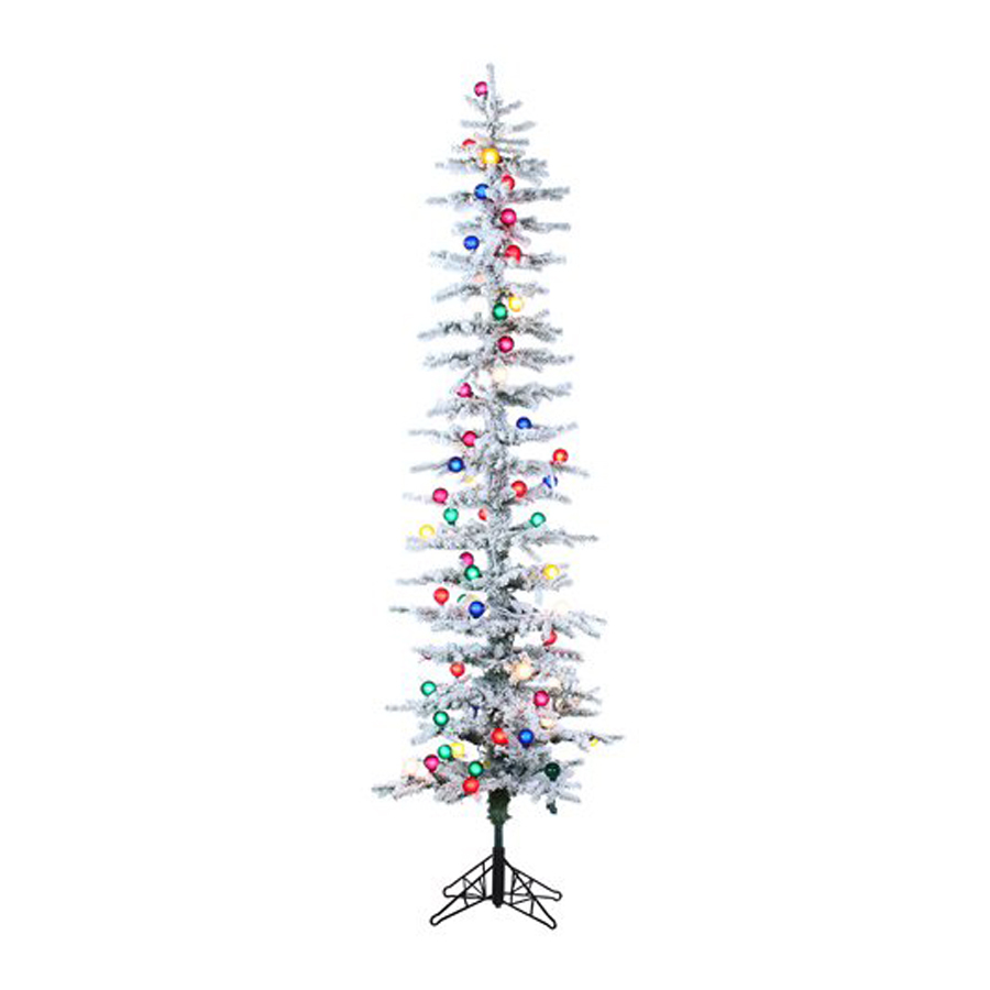 Christmas Central 7 ft Pre Lit Pine Green Artificial Christmas Tree with Multicolor Incandescent Lights