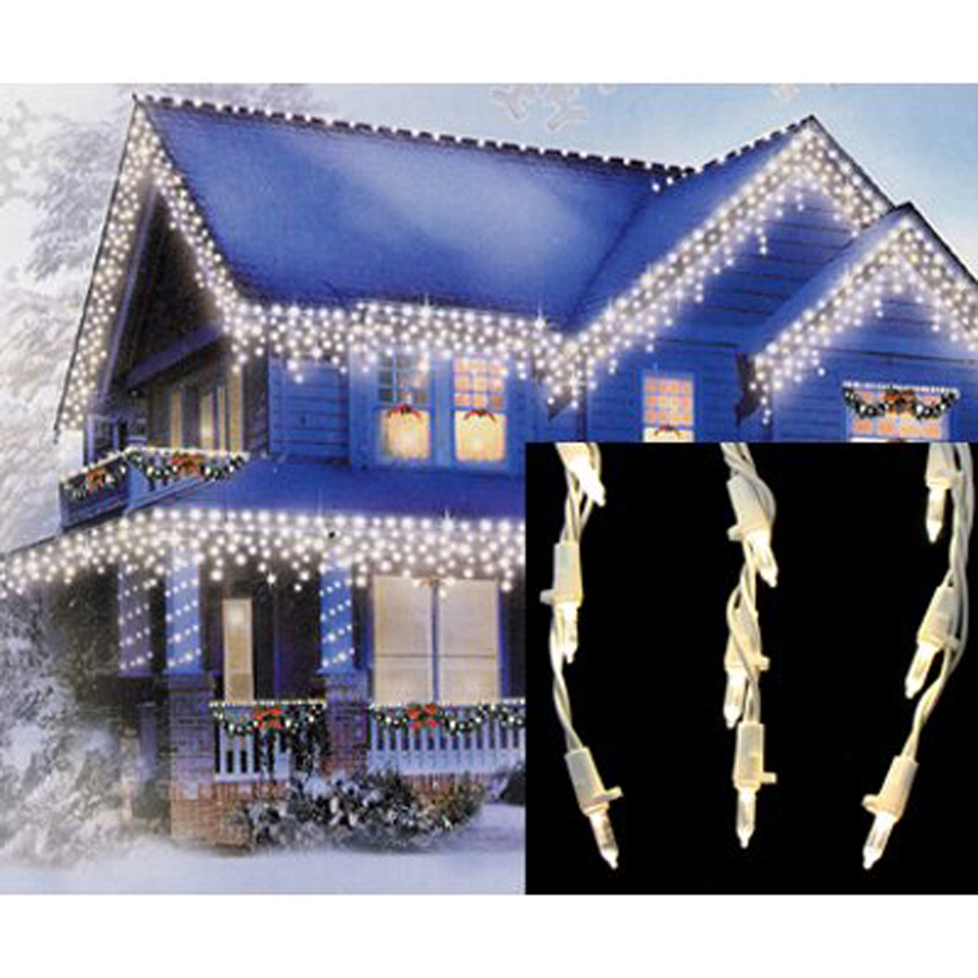Christmas Central 105 Count Indoor/Outdoor Multi Function White LED Mini Christmas Icicle Lights
