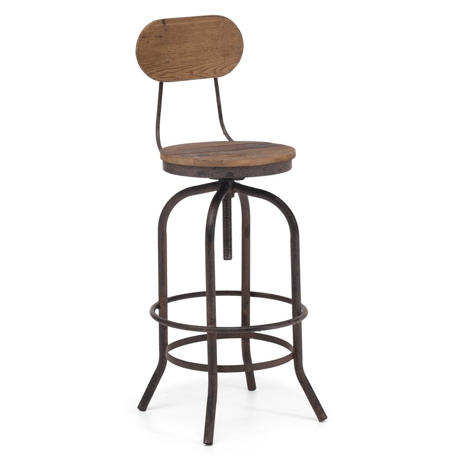 Zuo Modern Twin Peaks Distressed Natural 34.3 in Adjustable Stool