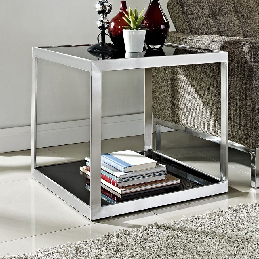 Modway Open Box Black Square End Table