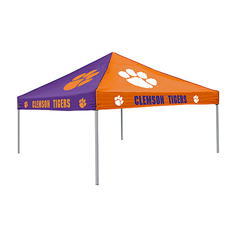Logo Chairs Checkerboard 9 ft W x 9 ft L Square NCAA Clemson University Tigers Steel Pop Up Canopy