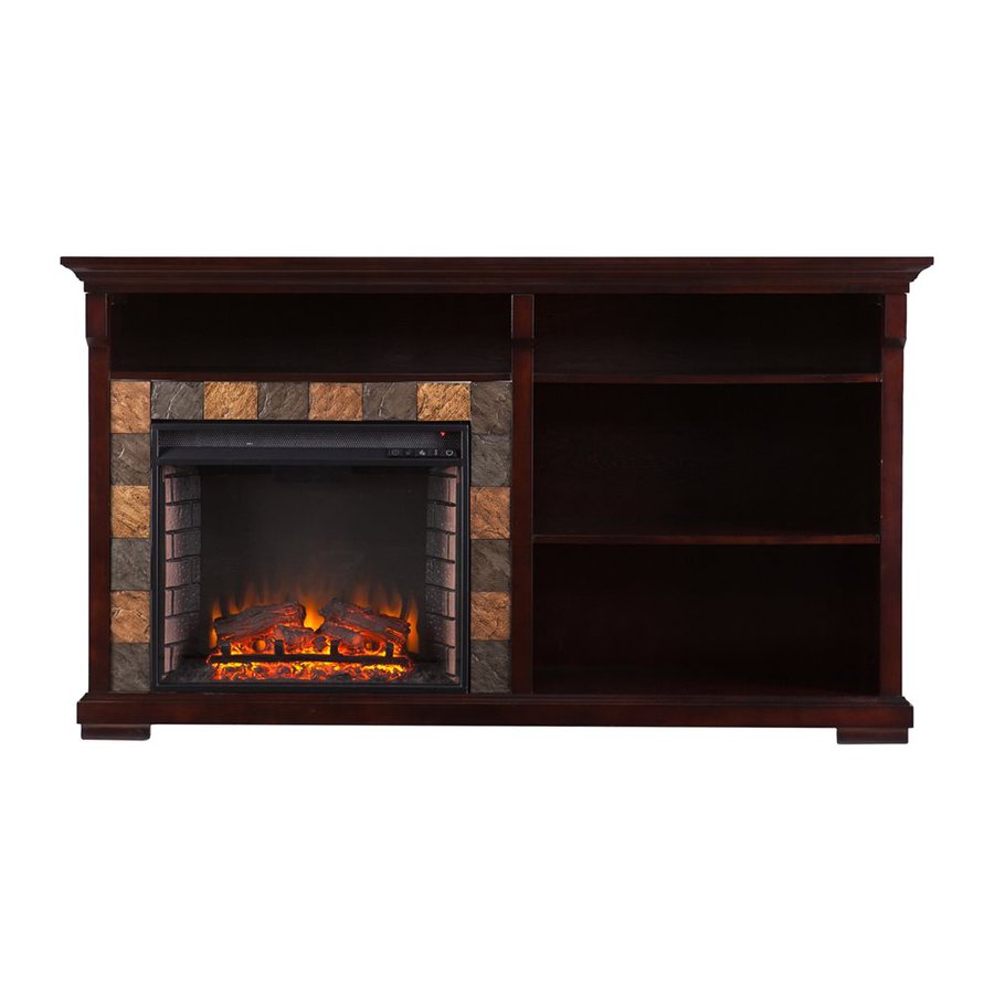 Boston Loft Furnishings 62 in W 5,000 BTU Espresso Wood LED Electric Fireplace with Thermostat and Remote Control