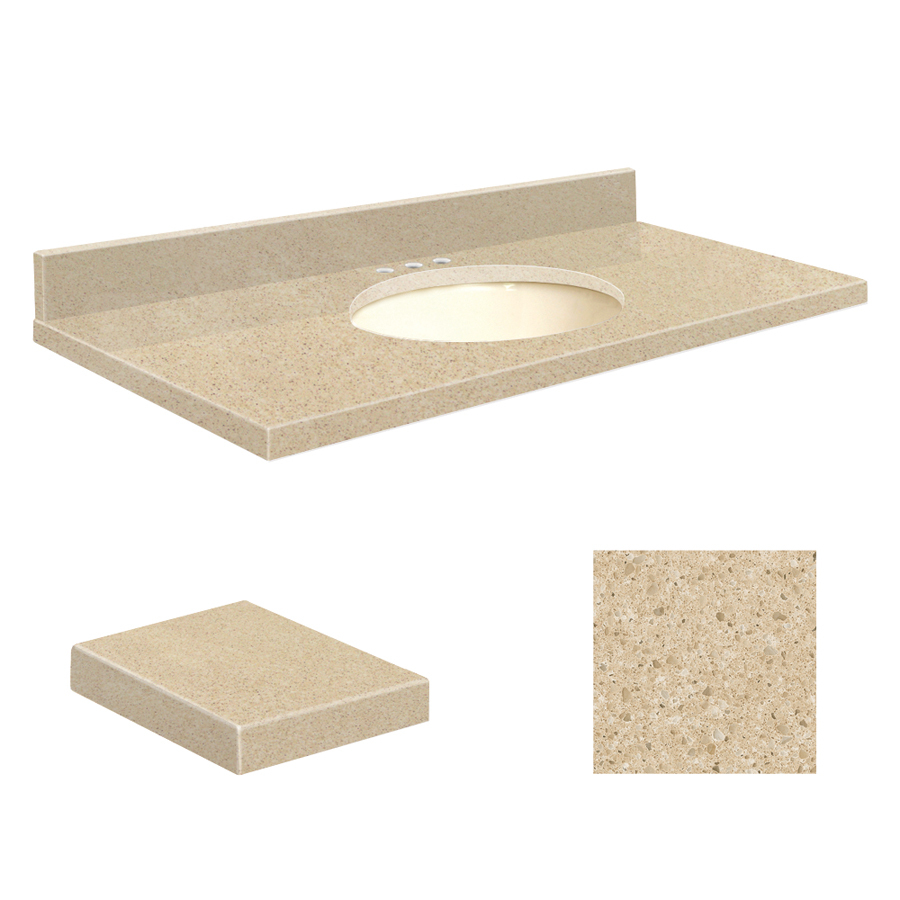 Transolid Durum Cream Quartz Undermount Single Basin Bathroom Vanity Top (Common 49 in x 22 in; Actual 49 in x 19 in)