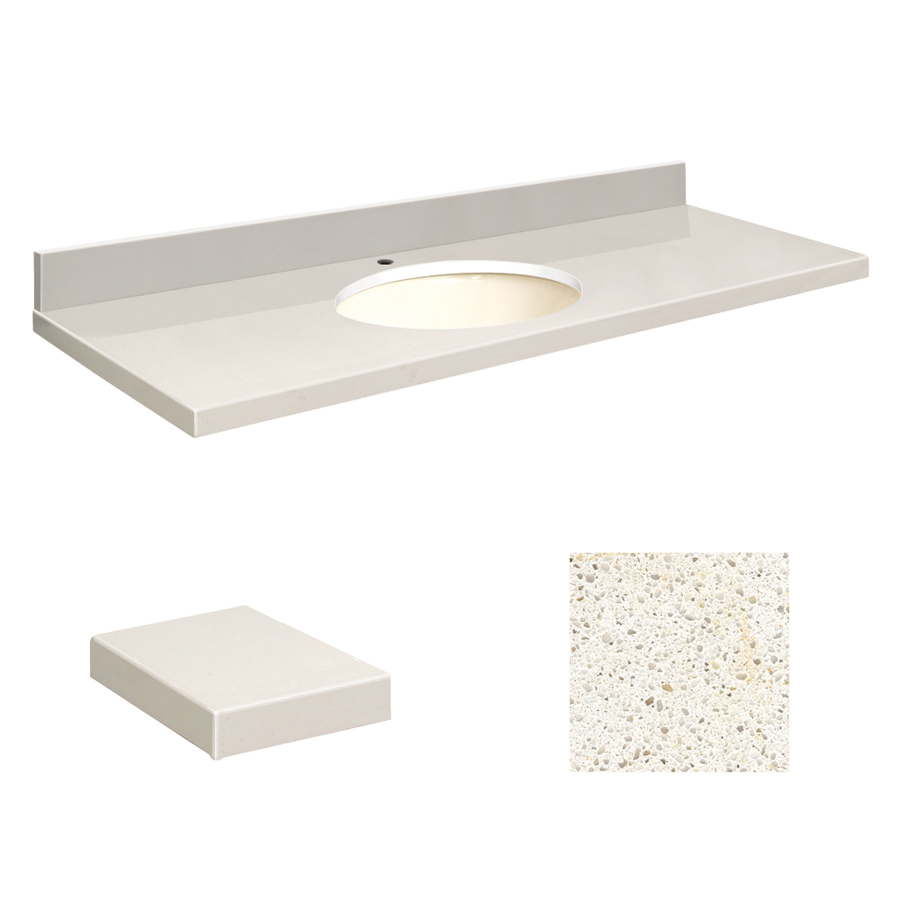 Transolid Milan White Quartz Undermount Single Basin Bathroom Vanity Top (Common 61 in x 19 in; Actual 61 in x 22 in)