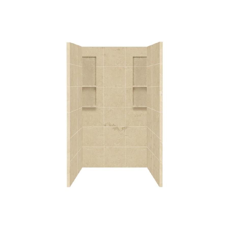 Style Selections 48 in W x 34 in D x 80 in H Almond Sky Solid Surface Shower Wall Surround Side and Back Panels