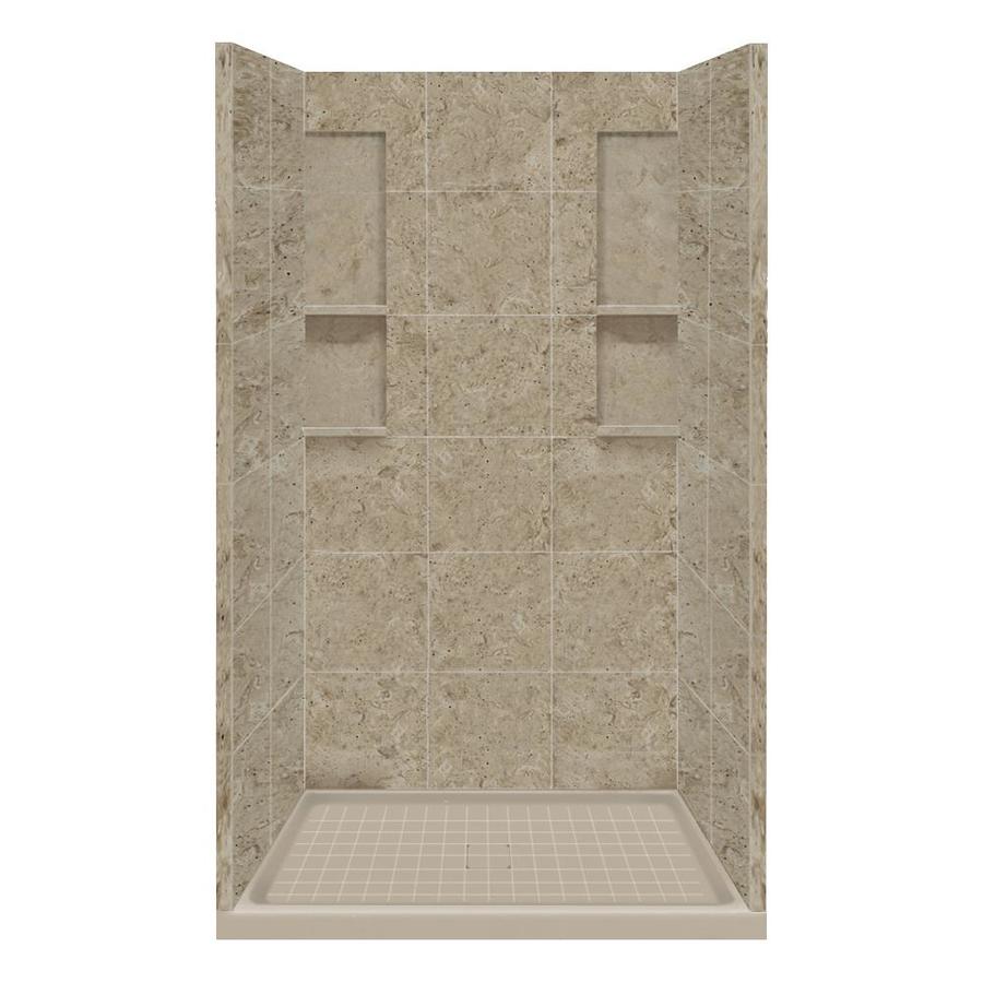 Style Selections 83 in H x 48 in W x 34 in L Sand Mountain Solid Surface Wall 4 Piece Alcove Shower Kit