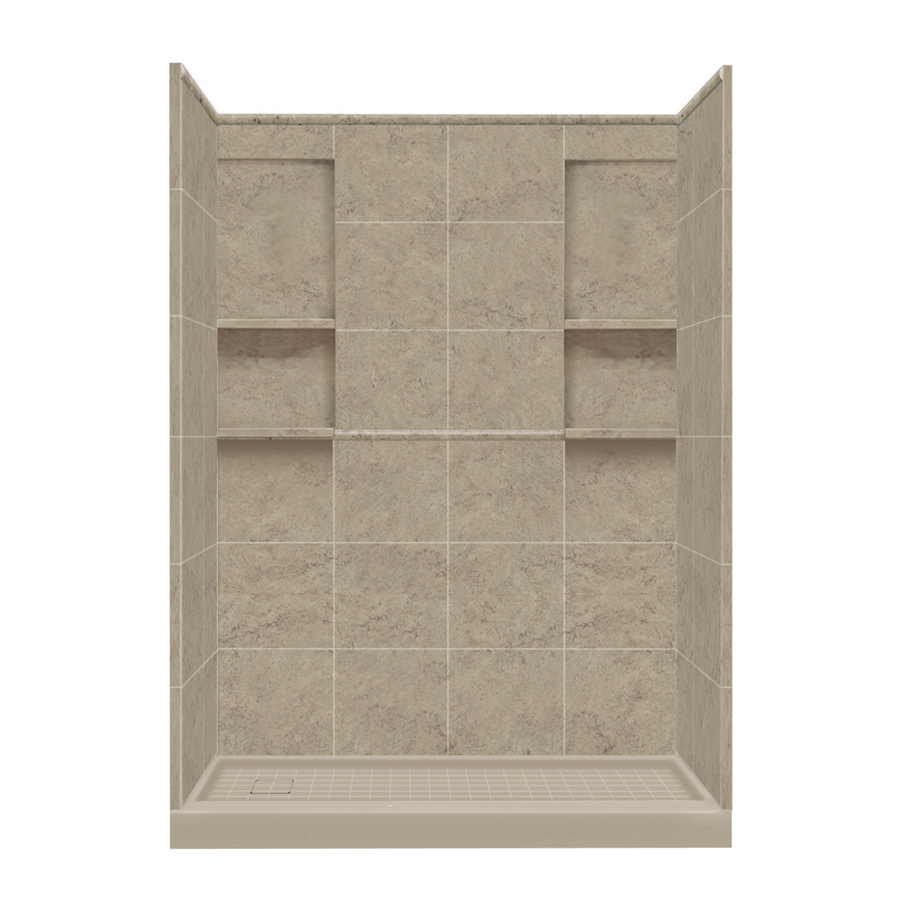 Style Selections 83 in H x 60 in W x 32 in L Sand Mountain Solid Surface Wall 4 Piece Alcove Shower Kit