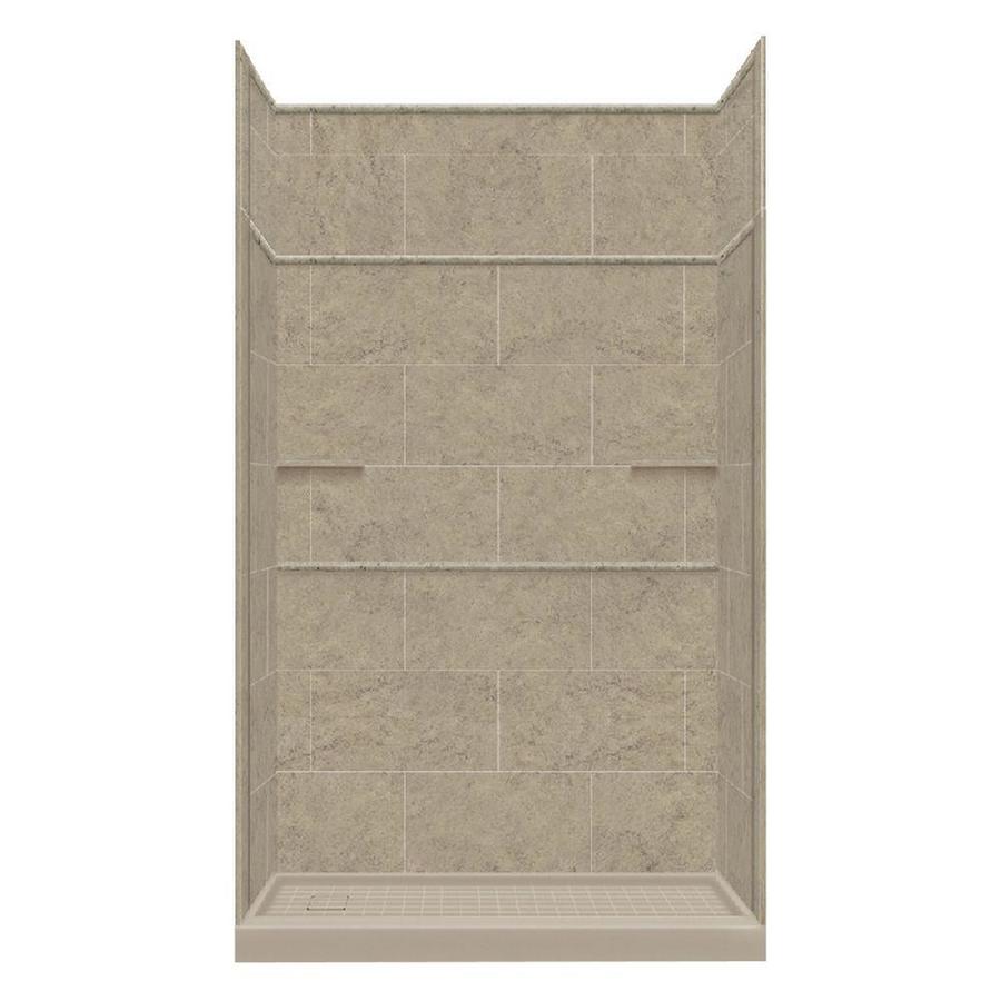 Style Selections 99 in H x 60 in W x 32 in L Sand Mountain Solid Surface Wall 5 Piece Alcove Shower Kit