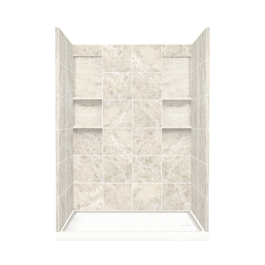 Style Selections 83 in H x 60 in W x 30 in L Silver Mocha Solid Surface Wall 4 Piece Alcove Shower Kit