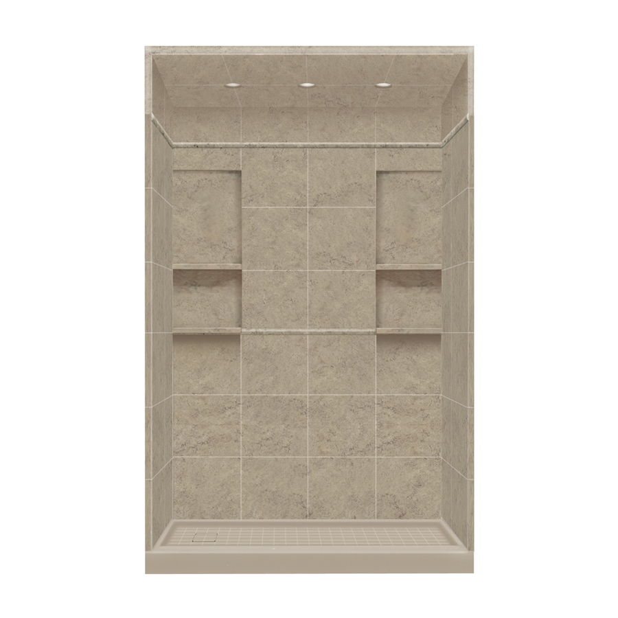 Style Selections 95.75 in H x 60 in W x 30 in L Sand Mountain Solid Surface Wall 5 Piece Alcove Shower Kit