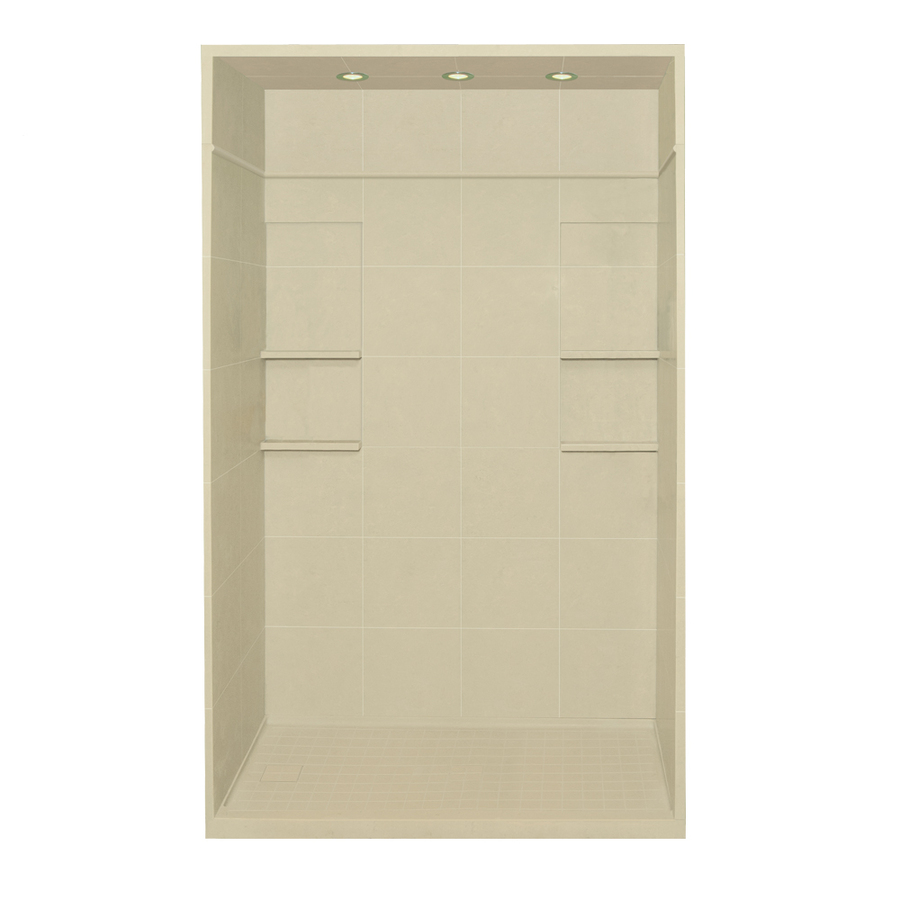 Style Selections 95.75 in H x 60 in W x 30 in L Almond Sky Solid Surface Wall 5 Piece Alcove Shower Kit