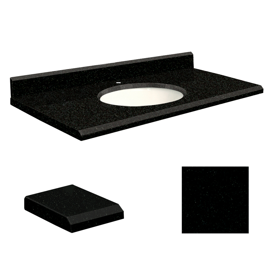 Transolid 43 in W x 22 in D Absolute Black Granite Undermount Single Sink Bathroom Vanity Top