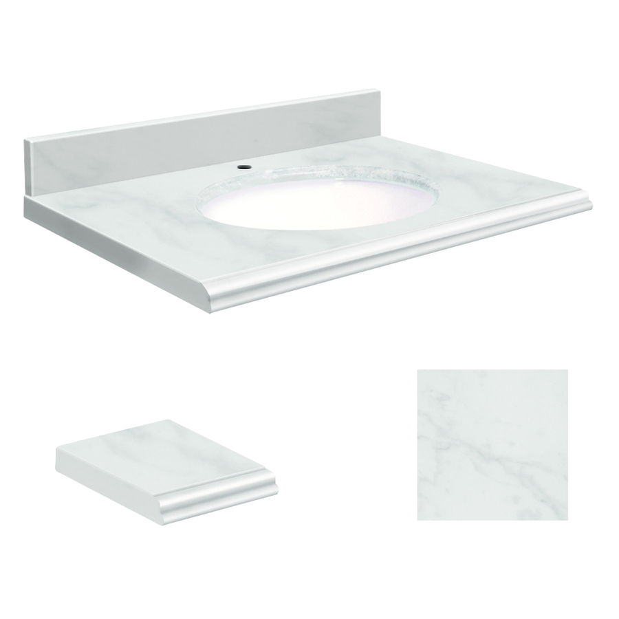 Transolid White Natural Marble Undermount Single Sink Bathroom Vanity Top (Common 49 in x 22 in; Actual 49 in x 22 in)