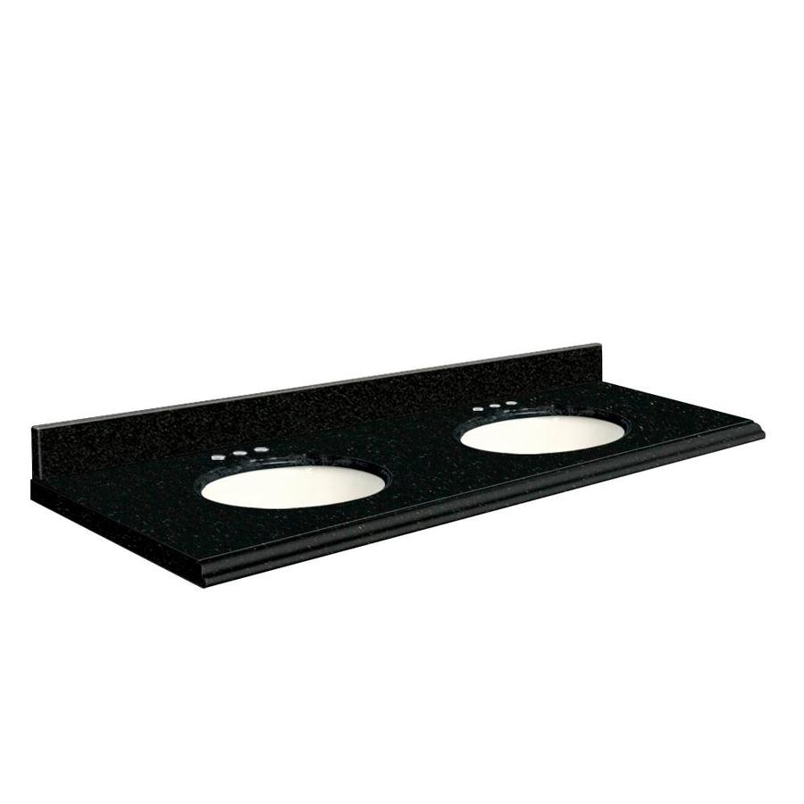 Transolid Absolute Black Granite Undermount Double Sink Bathroom Vanity Top (Common 61 in x 22 in; Actual 61 in x 22 in)