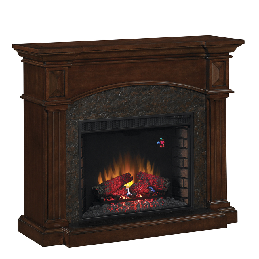 Chimney Free 50 in W 4,600 BTU Premium Cocoa Cherry Wood and Metal Wall Mount Electric Fireplace with Thermostat and Remote Control