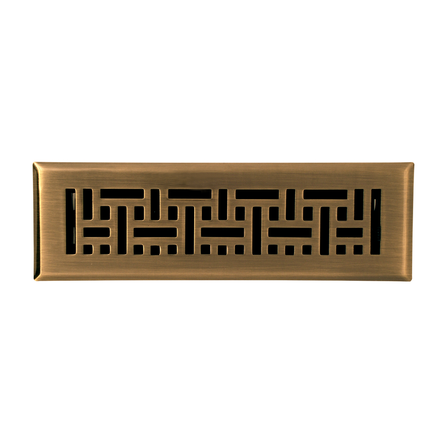 Accord Wicker Antique Brass Steel Floor Register (Rough Opening 2 in x 10 in; Actual 3.6 in x 11.42 in)