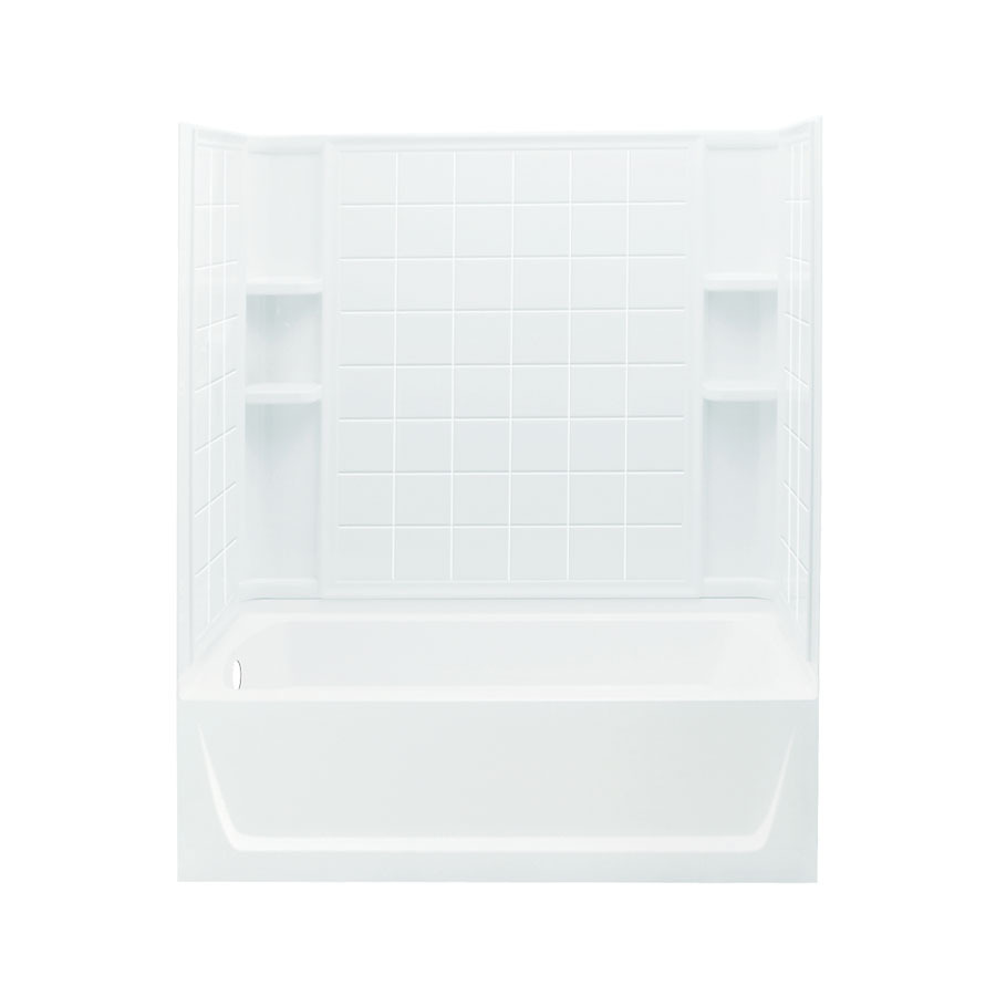 Sterling Ensemble 60 in L x 32 in W x 74 in H White Fiberglass/Plastic Composite Rectangular Skirted Bathtub with Left Hand Drain