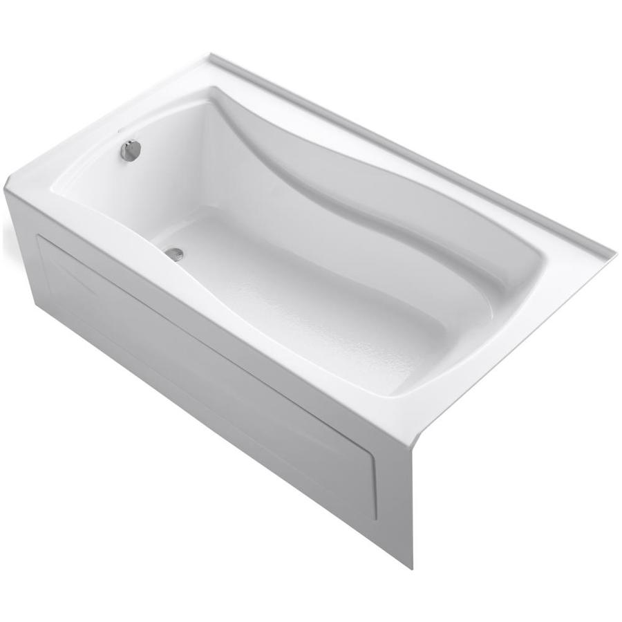 KOHLER Mariposa 66 in L x 36 in W x 20 in H White Acrylic Hourglass in Rectangle Alcove Bathtub with Left Hand Drain