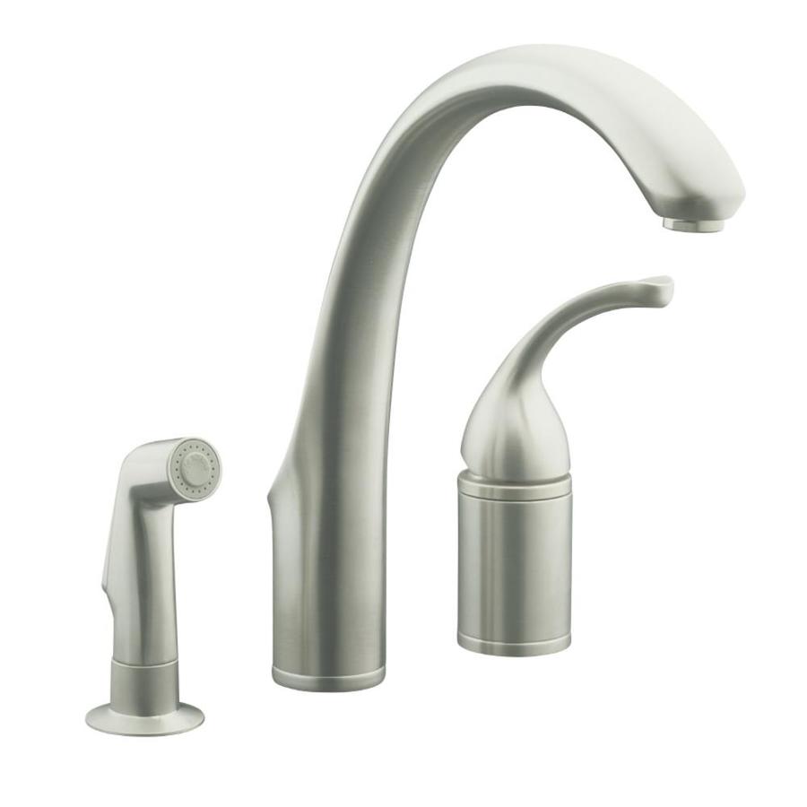 KOHLER Forte Vibrant Stainless High Arc Kitchen Faucet with Side Spray