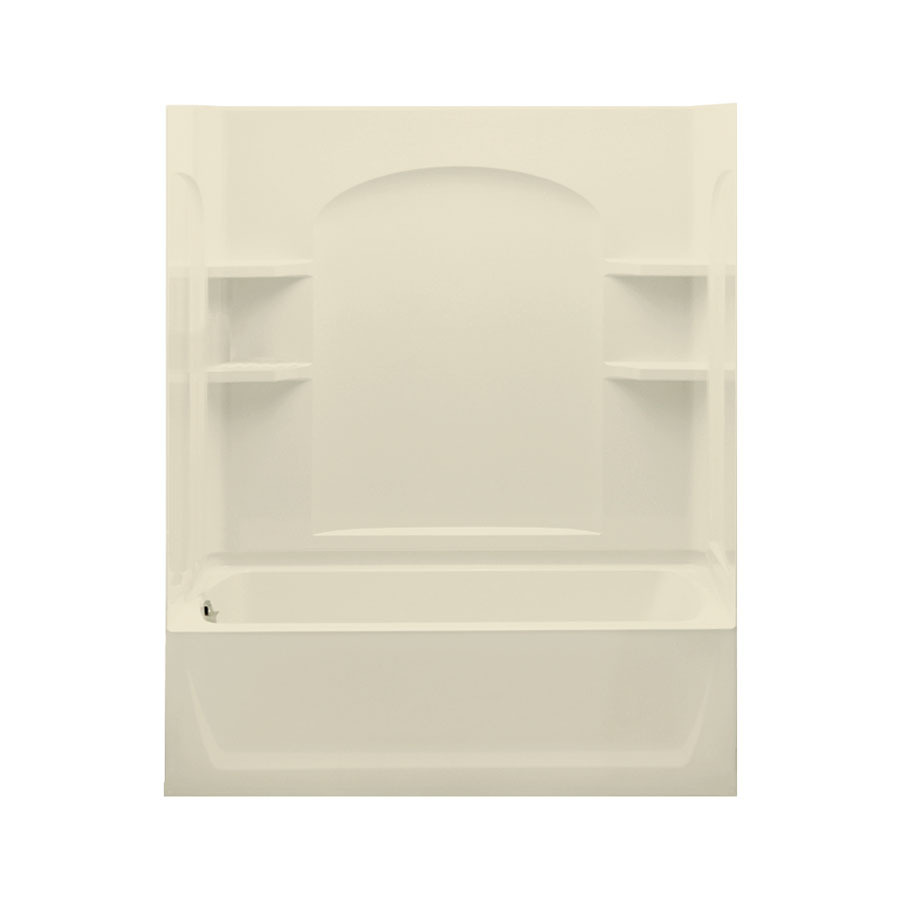 Sterling Ensemble AFD 76 in H x 60 in W x 32 in L Almond Polystyrene Wall 4 Piece Alcove Shower Kit with Bathtub