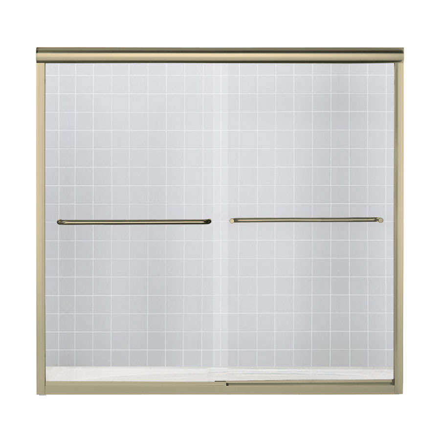 Sterling 59.63 in W x 55.75 in H Polished Brass Frameless Bathtub Door