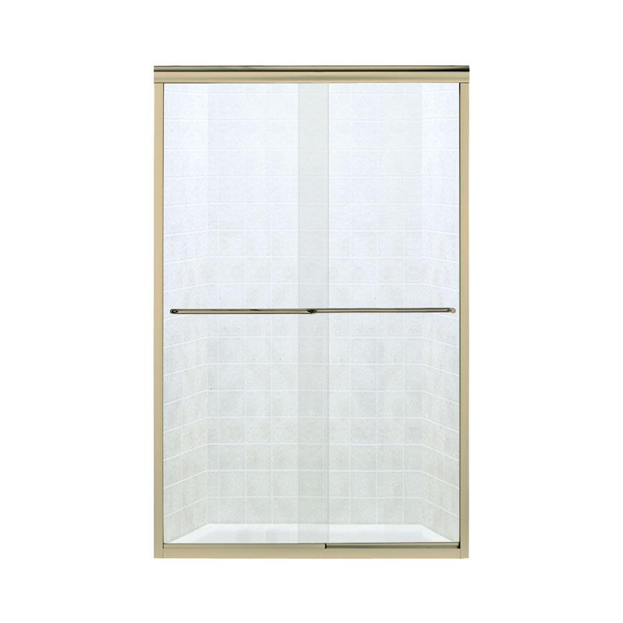 Sterling Finesse 3 ft 4.37 in to 3 ft 9.37 in W x 5 ft 5.5 in H Polished Brass Sliding Shower Door