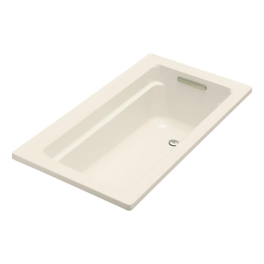 KOHLER Archer 60 in L x 32 in W x 19 in H Almond Acrylic Rectangular Drop In Bathtub with Reversible Drain