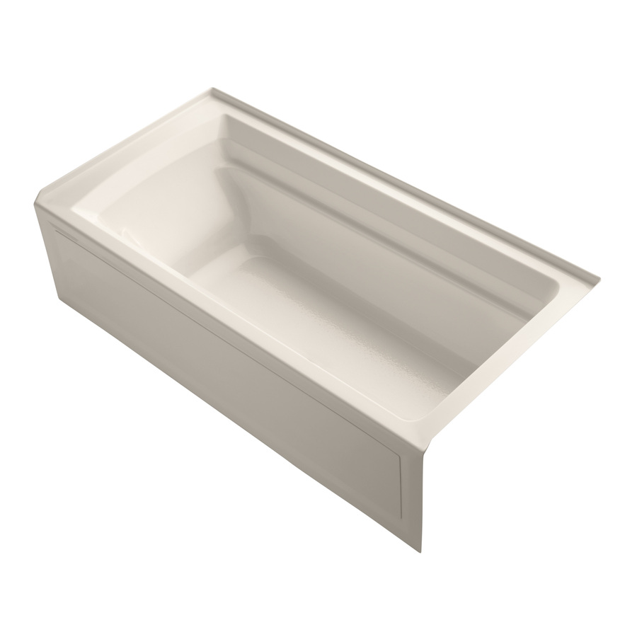 KOHLER Archer 72 in L x 36 in W x 19 in H Innocent Blush Acrylic Rectangular Alcove Bathtub with Right Hand Drain