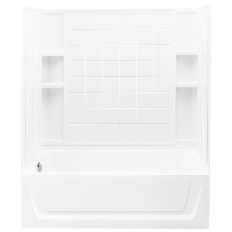 Sterling Ensemble White Fiberglass and Plastic Wall and Floor 4 Piece Alcove Shower Kit with Bathtub (Common 60 in x 32 in; Actual 74 in x 60 in x 32 in)