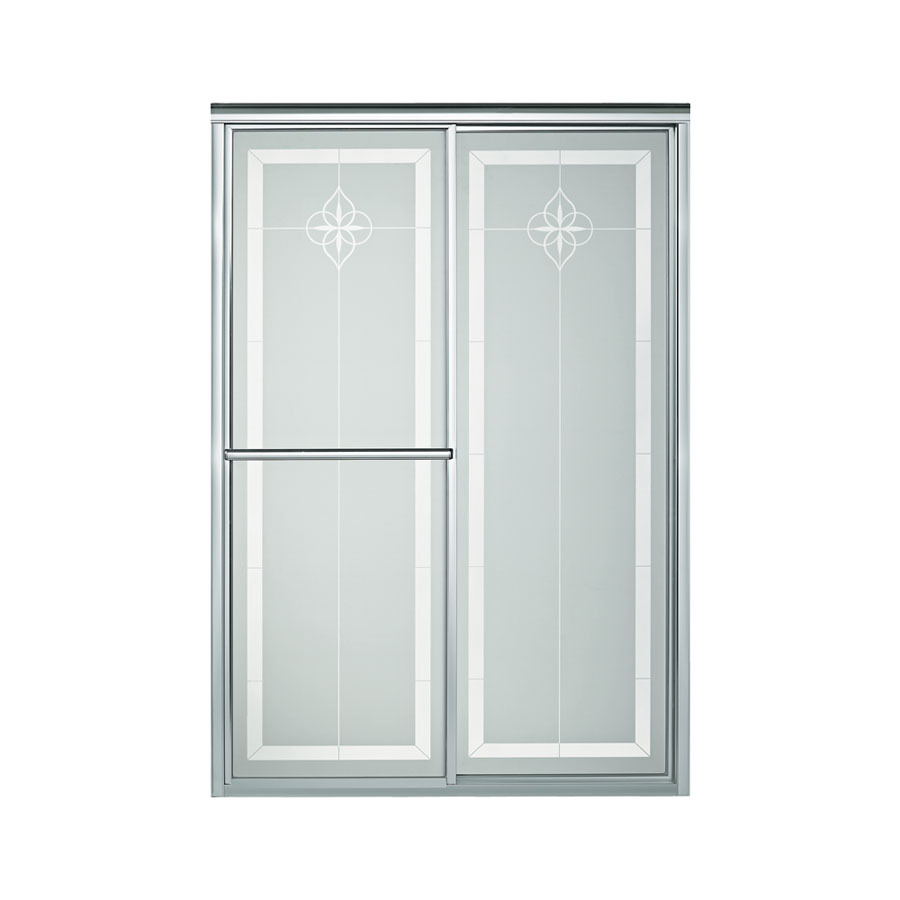 Sterling Deluxe 54.375 in to 59.375 in W x 70 in H Silver Sliding Shower Door