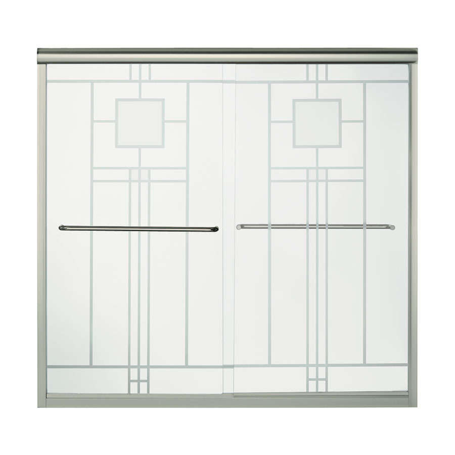 Sterling 59.63 in W x 55.75 in H Brushed Nickel Frameless Bathtub Door