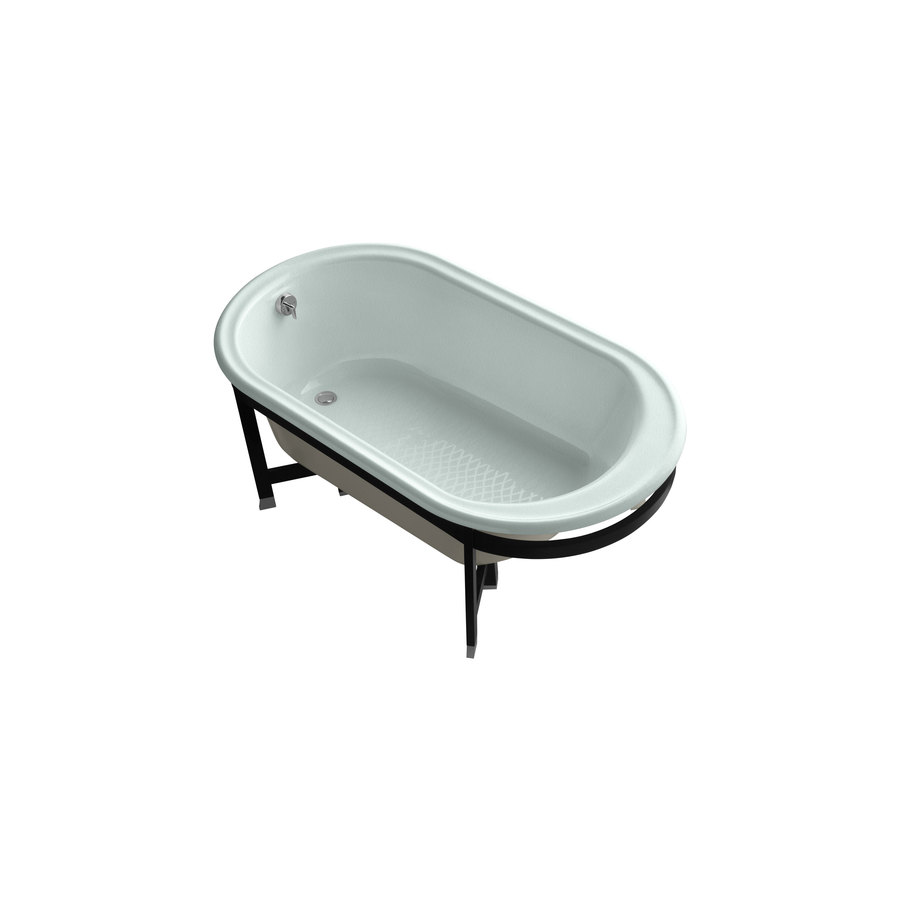 KOHLER 66 in x 36 in Iron Works Frost Oval Pedestal Bathtub with Reversible Drain