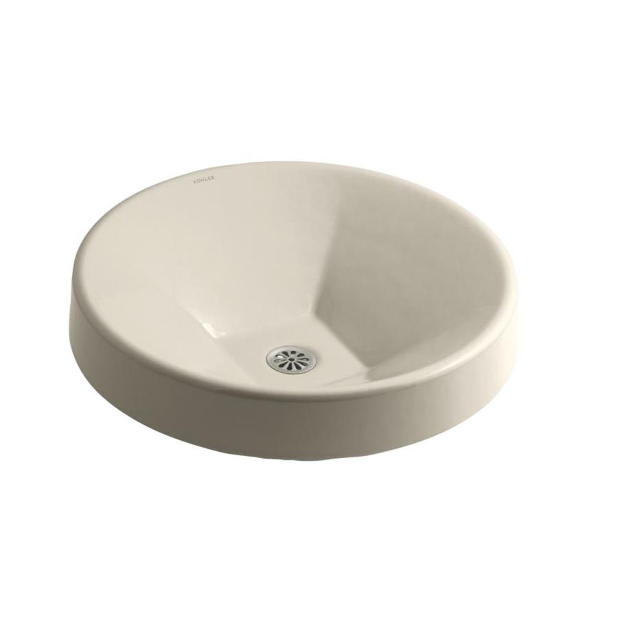 KOHLER Inscribe Almond Cast Iron Drop In Round Bathroom Sink