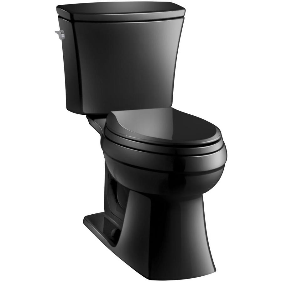 KOHLER Kelston Black Black 1.28 GPF (4.85 LPF) 12 in Rough In WaterSense Elongated 2 Piece Comfort Height Toilet