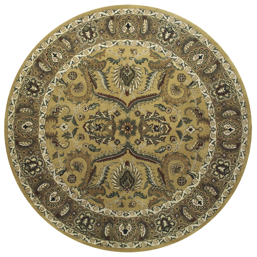 Wakefield 8 ft x 8 ft Round Cream Border Wool Area Rug