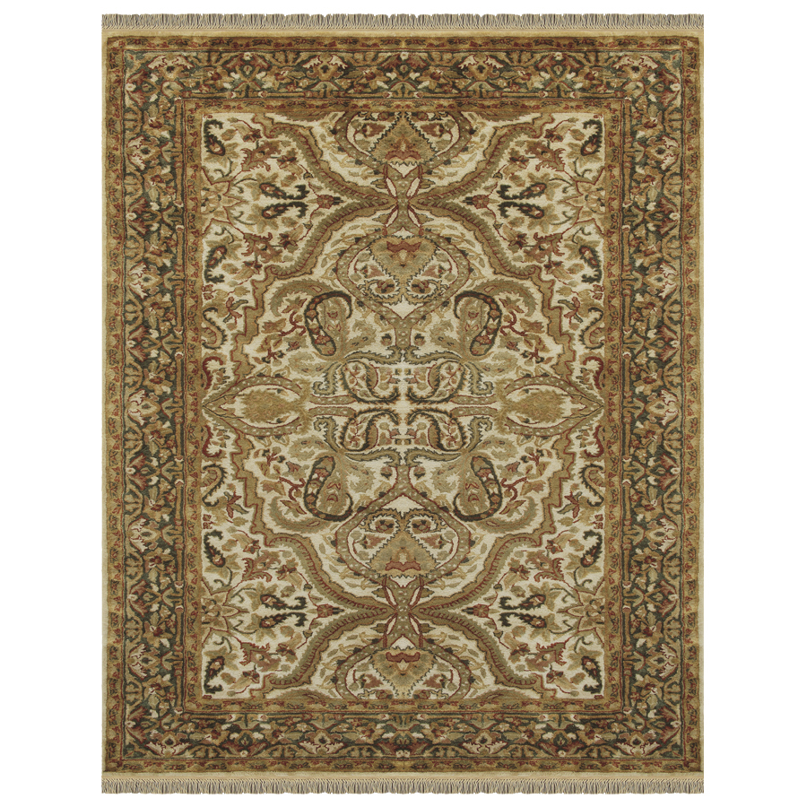 Alegra 5 ft x 8 ft Rectangular Cream Floral Wool Area Rug