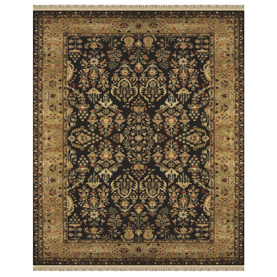 Alegra 3 ft 6 in x 5 ft 6 in Rectangular Black Floral Wool Area Rug