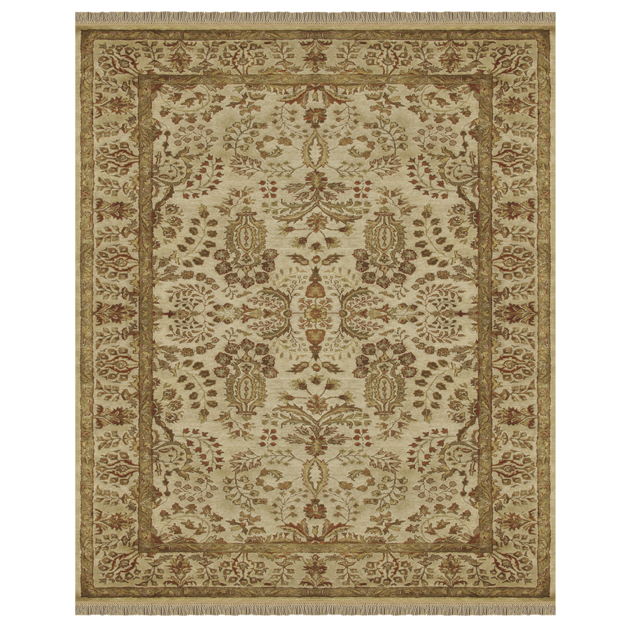 Alegra 8 ft x 11 ft Rectangular Cream Floral Wool Area Rug