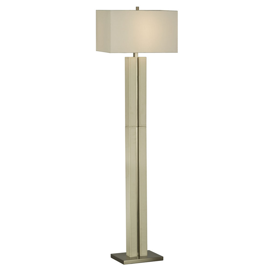 Nova Lighting 62 in White Leather and Brushed Nickel Indoor Floor Lamp with Fabric Shade