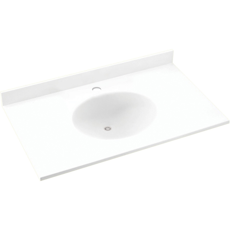Swanstone Ellipse 43 in W x 22 in D White Composite Integral Single Sink Bathroom Vanity Top