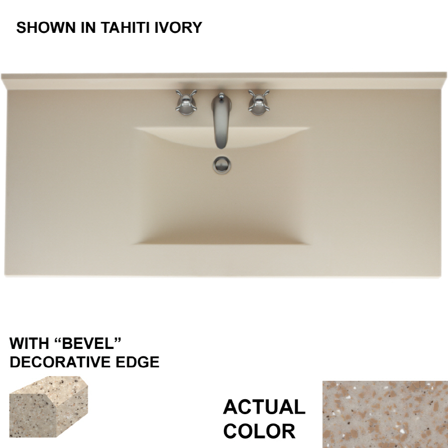 Swanstone Contour 43 in W x 22 in D Winter Wheat Solid Surface Integral Single Sink Bathroom Vanity Top