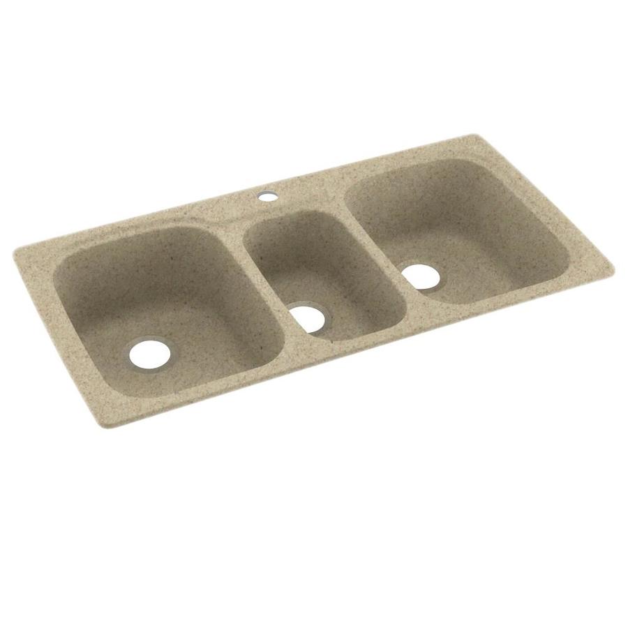 Swanstone 44 in x 22 in Prairie Triple Basin Composite Drop In 1 Hole Residential Kitchen Sink