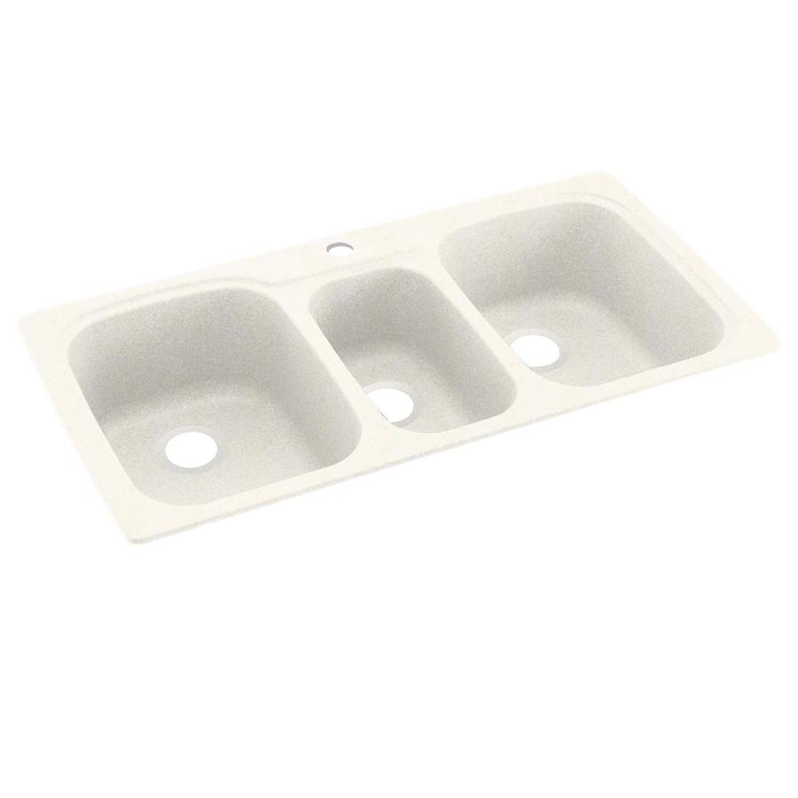Swanstone 44 in x 22 in Baby's Breath Triple Basin Composite Drop In 1 Hole Residential Kitchen Sink